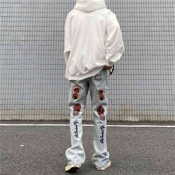 high american printed vibe style thin leg jeans ins high street pants trend, Blue
high american printed vibe style thin leg jeans ins high street pants trend, Blue