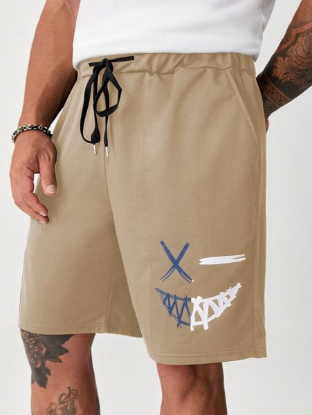 extended sizes men cartoon graphic drawstring waist shorts t6ec#, White;black
extended sizes men cartoon graphic drawstring waist shorts t6ec#, White;black