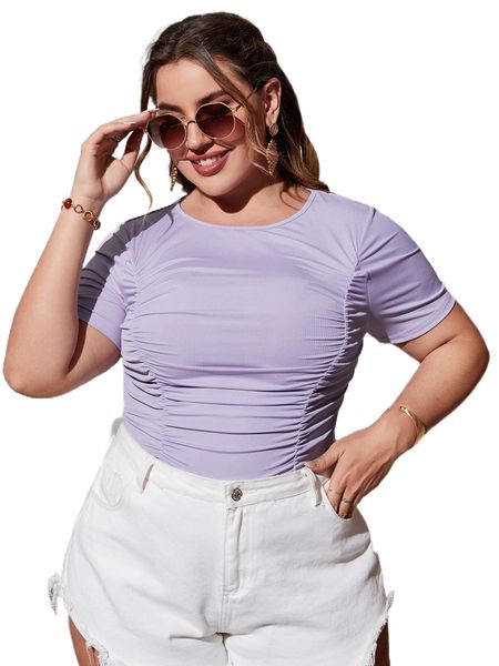 plus ruched front tee e5h1#, Black 
plus ruched front tee e5h1#, Black