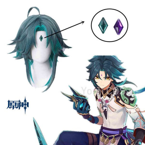 new game genshin impact xiao wig cosplay diamond sticker mixed dark green short hair halloween role play forehead decoration y220512, Black
new game genshin impact xiao wig cosplay diamond sticker mixed dark green short hair halloween role play forehead decoration y220512, Black