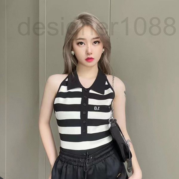 women's tanks & camis designer lapel stripe knitted sleeveless halter letter embroidery 22 summer new thin breathable suspender cgl2, White
women's tanks & camis designer lapel stripe knitted sleeveless halter letter embroidery 22 summer new thin breathable suspender cgl2, White