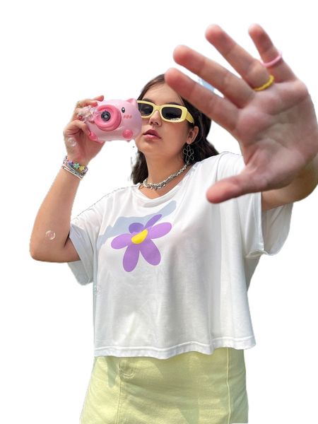 plus floral print drop shoulder tee y8eg#, Black 
plus floral print drop shoulder tee y8eg#, Black