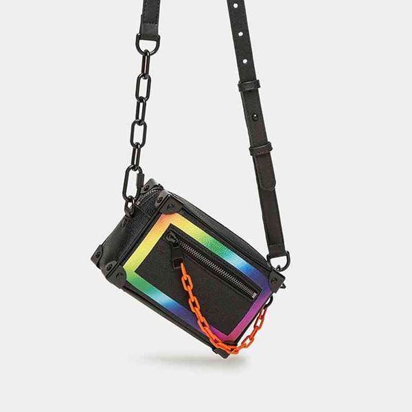 leather men's bag messenger shoulder bag sports couple small cross rainbow hip hop leisure box bag 220617 
leather men's bag messenger shoulder bag sports couple small cross rainbow hip hop leisure box bag 220617