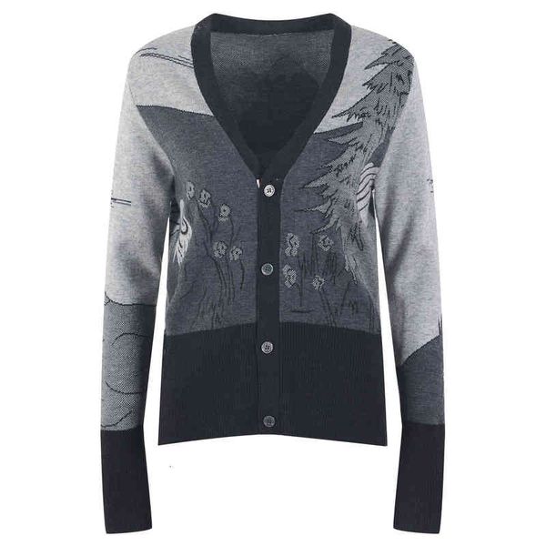 women's knits tees autumn and winter tb pattern mosaic knitted cardigan women's fashion v-neck single breasted long sleeved jacket, White
women's knits tees autumn and winter tb pattern mosaic knitted cardigan women's fashion v-neck single breasted long sleeved jacket, White