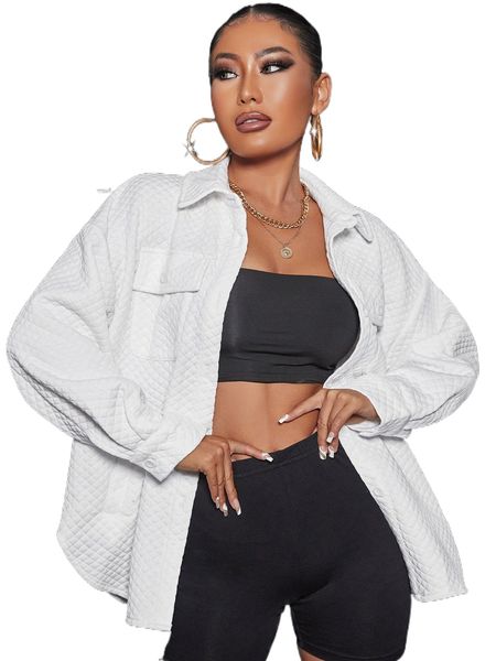 sxy flap pocket drop shoulder quilted coat v7aq#, Black