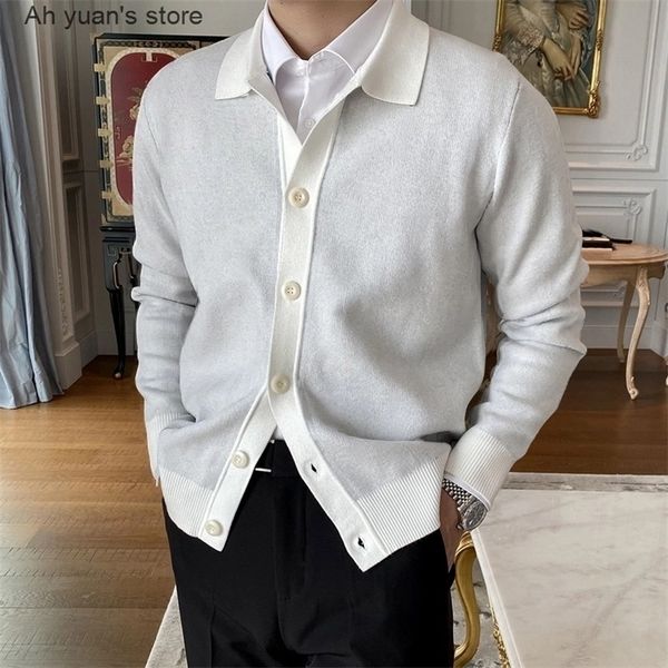 ah yuan spring mens pure lapel knitted sweater collar daily casual long sleeve with button solid korean style 220817, White;black
ah yuan spring mens pure lapel knitted sweater collar daily casual long sleeve with button solid korean style 220817, White;black
