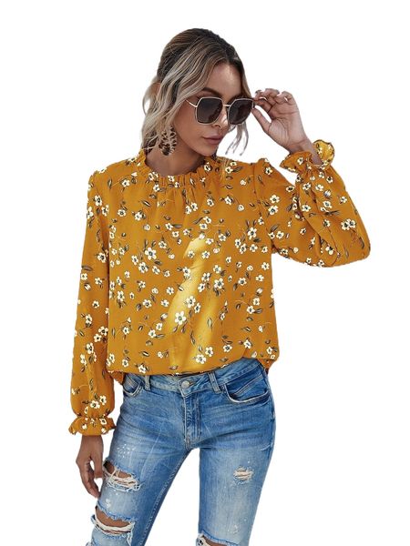 flounce sleeve frill neck floral print blouse k0rl#, White
flounce sleeve frill neck floral print blouse k0rl#, White