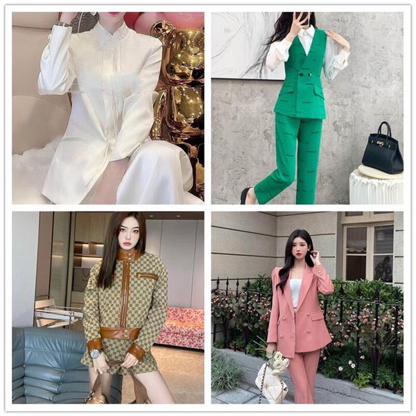 new highend womens suits blazers twopiece set fashion shirt trend pants european brand fashion designer jogger letter spring and s279k, White;black
new highend womens suits blazers twopiece set fashion shirt trend pants european brand fashion designer jogger letter spring and s279k, White;black