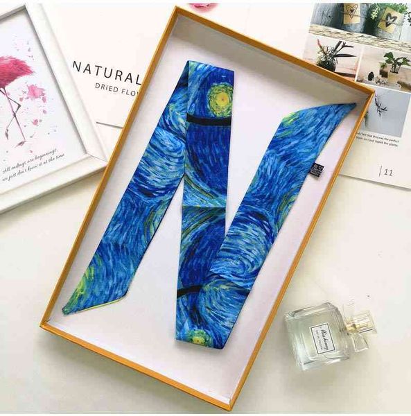 handbag van gogh oil painting series ladies silk scarf luxurious hair tie bag handle ribbon women's bandana g37, Blue;gray
handbag van gogh oil painting series ladies silk scarf luxurious hair tie bag handle ribbon women's bandana g37, Blue;gray