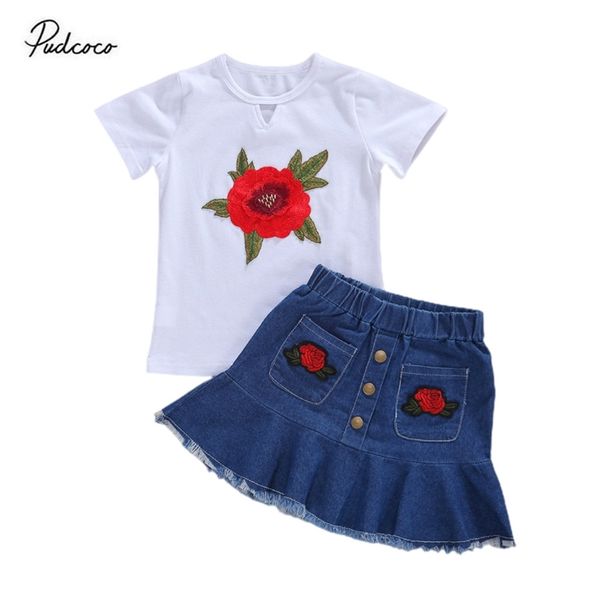 baby summer clothing infant kids girls skirt two piece set fashion rose embroidery short sleeve denim 220620, White
baby summer clothing infant kids girls skirt two piece set fashion rose embroidery short sleeve denim 220620, White