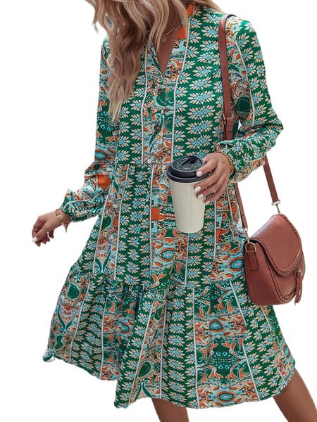 floral button front bishop sleeve smock dress without belt m3sk#, Black;gray
floral button front bishop sleeve smock dress without belt m3sk#, Black;gray