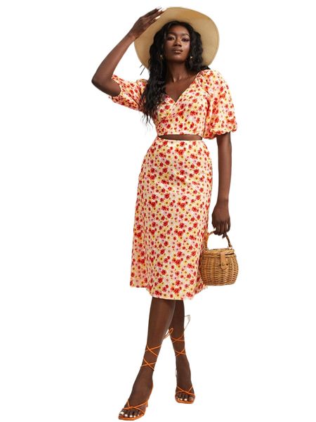 x yin creative studio floral print puff sleeve crop & tie back skirt 05z4#, White
x yin creative studio floral print puff sleeve crop & tie back skirt 05z4#, White