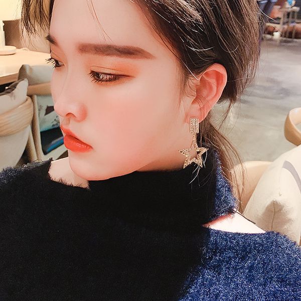 925 silver needle european and american high-key dignified pentagram earrings 2021 new shiny diamond xingx ear clip earrings, Golden
925 silver needle european and american high-key dignified pentagram earrings 2021 new shiny diamond xingx ear clip earrings, Golden