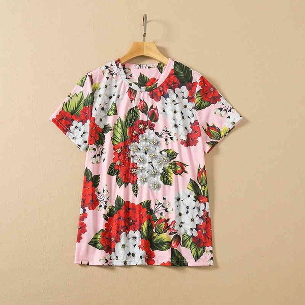 women's t-shirt american women's summer 2022 three-dimensional crystal diamond pink pastoral flower print loose t-shirt zz7b, White
women's t-shirt american women's summer 2022 three-dimensional crystal diamond pink pastoral flower print loose t-shirt zz7b, White