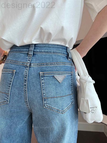 women's jeans designer 22 spring and summer back waist pocket triangular label, versatile hip lifting, slim, medium high casual jeans,, Blue
women's jeans designer 22 spring and summer back waist pocket triangular label, versatile hip lifting, slim, medium high casual jeans,, Blue