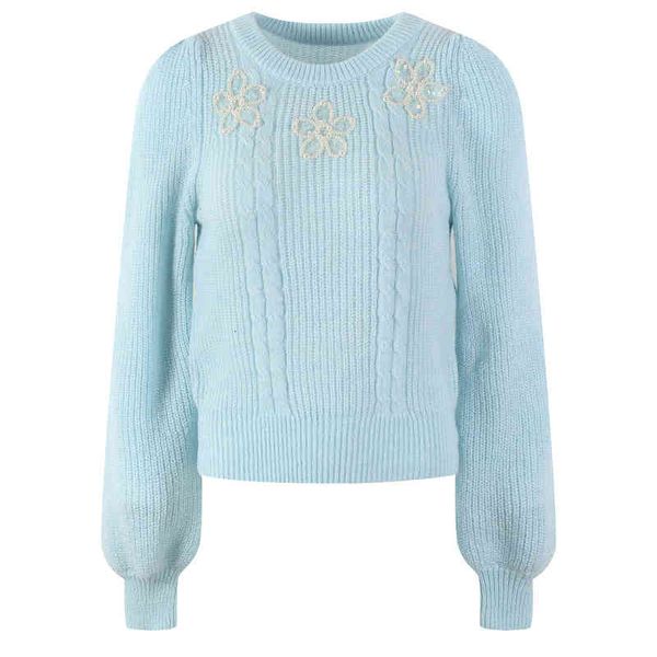 women's knits tees beaded flower long sleeved knitted pullover autumn winter women's wear round neck dress french elegant trend ob, White
women's knits tees beaded flower long sleeved knitted pullover autumn winter women's wear round neck dress french elegant trend ob, White