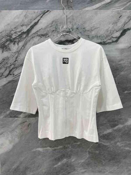women's t-shirt aw fashion simple short sleeve versatile t-shirt spring summer fishbone panel slim fit round neck women, White
women's t-shirt aw fashion simple short sleeve versatile t-shirt spring summer fishbone panel slim fit round neck women, White