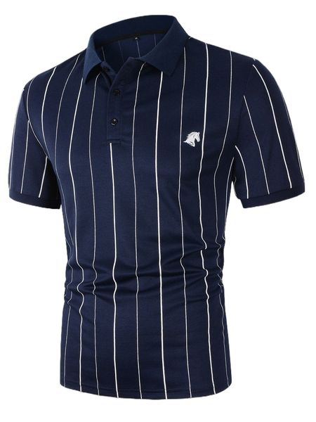 men horse & striped print polo shirt q0qd#, White;black
