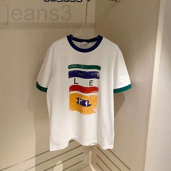 women's t-shirt designer chaopai shengluo + 2022 spring and summer vintage print stitched collar cuff t-shirt men's women's f, White
women's t-shirt designer chaopai shengluo + 2022 spring and summer vintage print stitched collar cuff t-shirt men's women's f, White