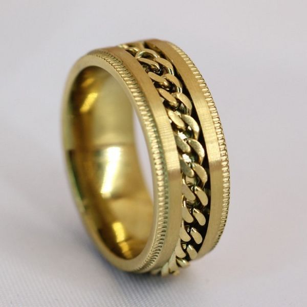 3 color stainless steel men's ring high-end boutique chain swivel finger ring for men's fashion jewelry, Slivery;golden
3 color stainless steel men's ring high-end boutique chain swivel finger ring for men's fashion jewelry, Slivery;golden