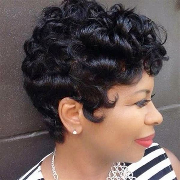 short pixie cut human hair wig for black women peruvian summer brown wig remy curly glueless full machine made wigs, Black;brown
short pixie cut human hair wig for black women peruvian summer brown wig remy curly glueless full machine made wigs, Black;brown