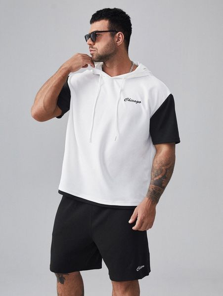 extended sizes men letter embroidery drawstring hooded tee & shorts v5bp#, Gray
extended sizes men letter embroidery drawstring hooded tee & shorts v5bp#, Gray