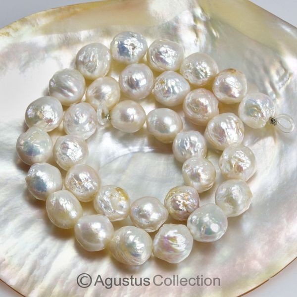 diy 12-13mm white freshwater pearls 15 inch strand nucleated baroque loose, Silver 
diy 12-13mm white freshwater pearls 15 inch strand nucleated baroque loose, Silver