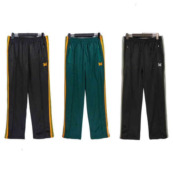 men's pants needles side breasted butterfly embroidery ribbon casual men's and women's spring summer slacks sports fashion br, Black
men's pants needles side breasted butterfly embroidery ribbon casual men's and women's spring summer slacks sports fashion br, Black