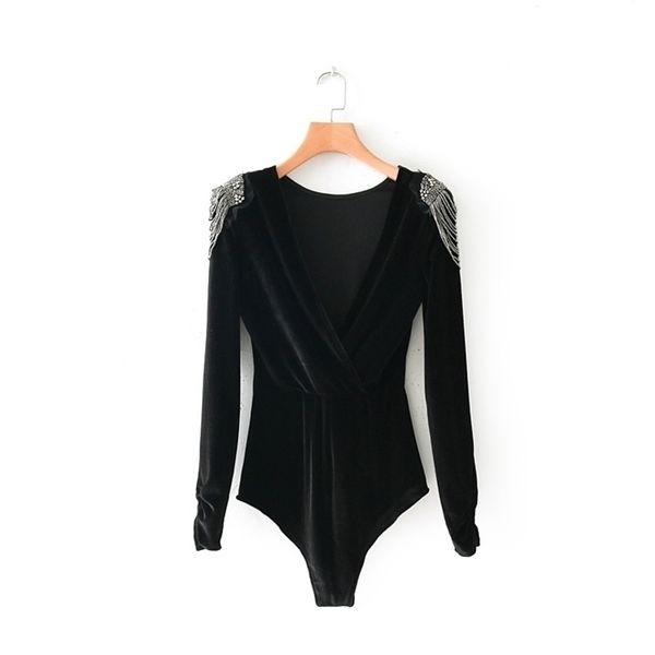women cross v neck velvet bodysuit shirt women shoulder beading chic siamese blouse retro playsuits femininas blusas ds1507 y200401, Black;white
women cross v neck velvet bodysuit shirt women shoulder beading chic siamese blouse retro playsuits femininas blusas ds1507 y200401, Black;white