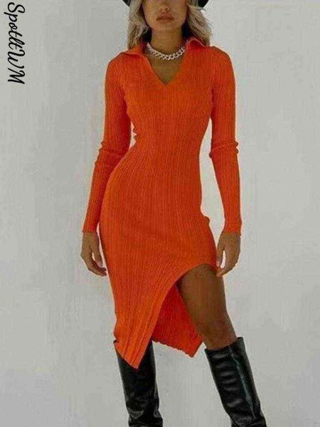 women elegant lapel side slit knitted dress female fashion vintage solid long sleeve slim midi dresses 2022 autumn bodycon robe t220816, Black;gray
women elegant lapel side slit knitted dress female fashion vintage solid long sleeve slim midi dresses 2022 autumn bodycon robe t220816, Black;gray