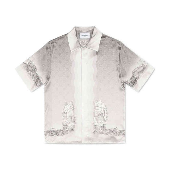 selling casablanca 22ss guardian plaster image black and white gradient men's and women's couple hawaiian short sleeve shirt, White;black
selling casablanca 22ss guardian plaster image black and white gradient men's and women's couple hawaiian short sleeve shirt, White;black