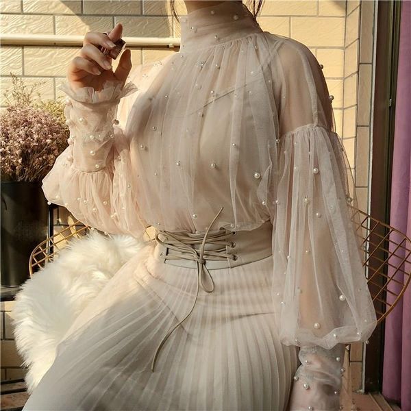 shirt fashion autumn women lace bottoming sweet beads bubble sleeve pearls button gauze ladies aa, White
shirt fashion autumn women lace bottoming sweet beads bubble sleeve pearls button gauze ladies aa, White