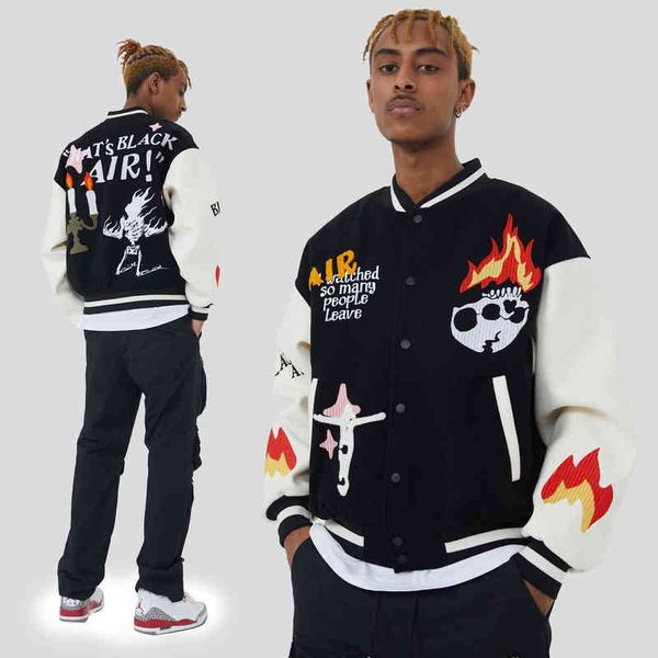 hip hop oversized streetwear baseball jacket skull candle flame embroidery harajuku varsity jackets gothic vintage men coat t220728, Black;brown
hip hop oversized streetwear baseball jacket skull candle flame embroidery harajuku varsity jackets gothic vintage men coat t220728, Black;brown
