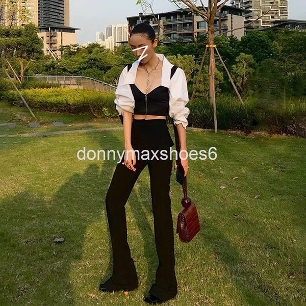 two piece dress suit spring and summer fake two contrast slim fitting short shirts, floor mopping micro horn pants, White
two piece dress suit spring and summer fake two contrast slim fitting short shirts, floor mopping micro horn pants, White
