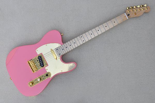 factory custom pink electric guitar with special hardwares,gold pcikguard,maple fretboard,can be customized
factory custom pink electric guitar with special hardwares,gold pcikguard,maple fretboard,can be customized