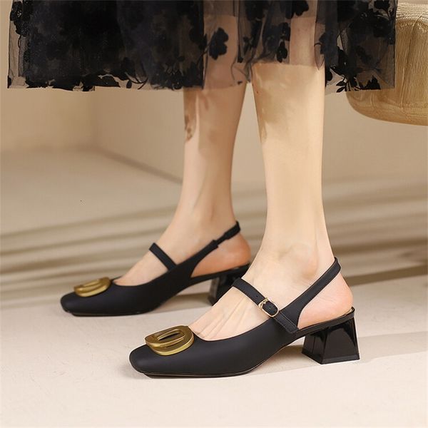 sandals dark green baotou sandals xy3-16b metal buckle thick heel slotted back empty shoes style 24yk, Black
sandals dark green baotou sandals xy3-16b metal buckle thick heel slotted back empty shoes style 24yk, Black