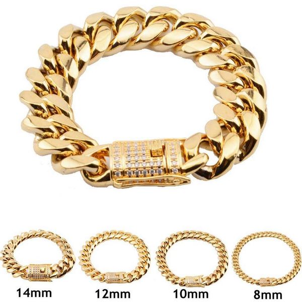 8mm/10mm/12mm/14mm/16mm/18mm mens 14k gold plated stainless steel bracelets high polished miami cuban link punk curb gold bracelet276c, Black
8mm/10mm/12mm/14mm/16mm/18mm mens 14k gold plated stainless steel bracelets high polished miami cuban link punk curb gold bracelet276c, Black