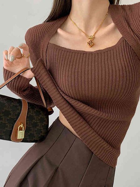 knitted women's sweater square collar long sleeve sweaters pullover female spring autumn t220824, White;black
knitted women's sweater square collar long sleeve sweaters pullover female spring autumn t220824, White;black