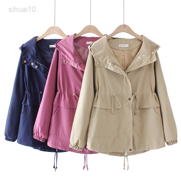 spring autumn women's jacket new korean loose drawstring waist hooded windbreaker female basic coat corta vento feminina xl-3xl l220725, Tan;black
spring autumn women's jacket new korean loose drawstring waist hooded windbreaker female basic coat corta vento feminina xl-3xl l220725, Tan;black
