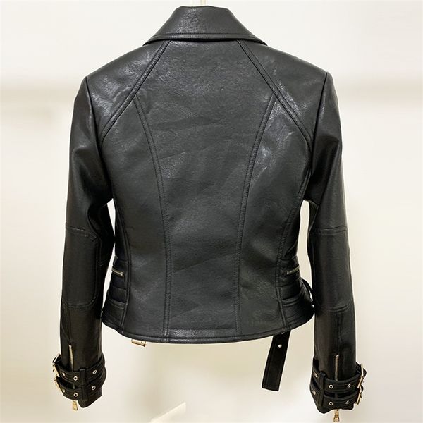 high street designer jacket women's lion buttons double zippers motorcycle biker synthetic leather jacket 201214, Black
high street designer jacket women's lion buttons double zippers motorcycle biker synthetic leather jacket 201214, Black