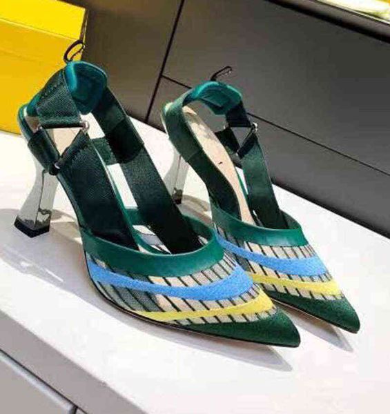 2022 fashion new pointed baotou color matching high thick heels back empty sandals transparent mesh women's shoes trend, Black
2022 fashion new pointed baotou color matching high thick heels back empty sandals transparent mesh women's shoes trend, Black