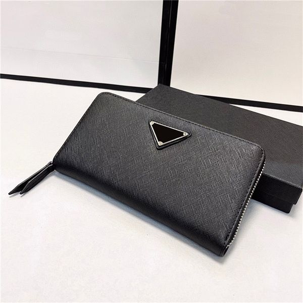 exquisite triangle icon leather wallets zipper long money clips coin pouch card holder purse with box, Black
exquisite triangle icon leather wallets zipper long money clips coin pouch card holder purse with box, Black