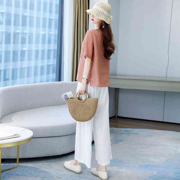 women's two piece pants cotton and linen suit summer women's wear 2022 european fashion mother temperament ramie wide leg pants tw, White
women's two piece pants cotton and linen suit summer women's wear 2022 european fashion mother temperament ramie wide leg pants tw, White