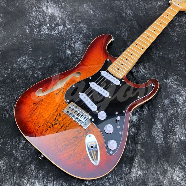 sunset color 6 strings f holes maple fingerboard st electric guitar,real ps 
sunset color 6 strings f holes maple fingerboard st electric guitar,real ps