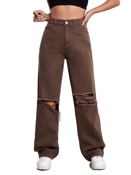 high waist ripped wide leg jeans h6t0#, Blue
high waist ripped wide leg jeans h6t0#, Blue