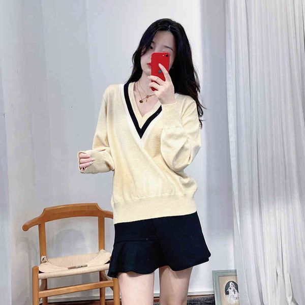 women's knits & tees french s family autumn and winter women's wear contrast color v-neck loose college style long sleeve knitted, White
women's knits & tees french s family autumn and winter women's wear contrast color v-neck loose college style long sleeve knitted, White