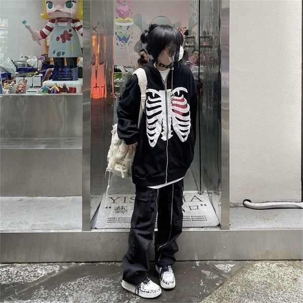 women's hoodies & sweatshirts deeptown techwear grunge skeleton print black over 220823
women's hoodies & sweatshirts deeptown techwear grunge skeleton print black over 220823