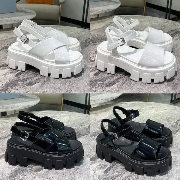 monolith luxury designer women sandals summer buckle strap patent leather slides classics wide thick soled wheel shoes with original box, Black
monolith luxury designer women sandals summer buckle strap patent leather slides classics wide thick soled wheel shoes with original box, Black