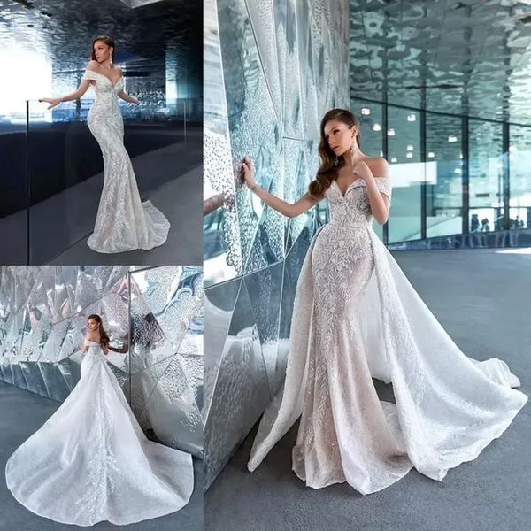 2022 vintage lace mermaid wedding dress with detachable train off the shoulder appliqued bridal gowns arabic aso ebi vestido de novia plus s, White
2022 vintage lace mermaid wedding dress with detachable train off the shoulder appliqued bridal gowns arabic aso ebi vestido de novia plus s, White