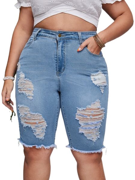 plus high waist ripped raw trim denim shorts b1ri#, White;black
plus high waist ripped raw trim denim shorts b1ri#, White;black